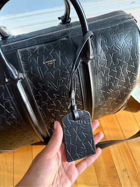 Givenchy Star and Logo Embossed Leather Weekender Duffle Bag
